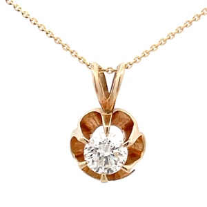 Diamond Solitaire Gold Pendant 0.65ctw 14k Yellow Gold 3.15g