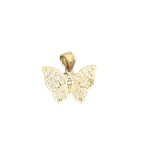 1/2" 2 Tone Butterfly Gold Pendant 14k Yellow and White Gold 0.5g