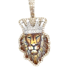 Lion "King" Diamond Pendant 1.96ctw 10k Yellow Gold 11.4g