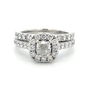 Cushion Cut Bridal Set 1.64ctw 14k White Gold