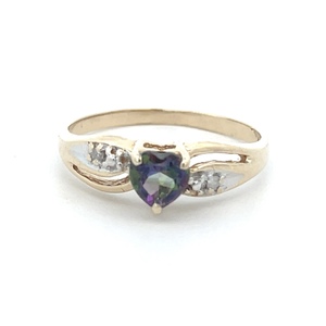 Synthetic Mystic Topaz Heart Gold Ring 