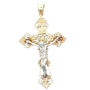 14K Yellow Gold 2-5/8 in. Large Crucifix Pendant