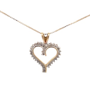 14K Yellow Gold 20 in. 1/4 Carat TW Diamond Heart Necklace