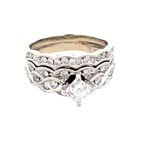 Leo Diamond Wedding Set 1.59ctw 14kwg 7.52g Size: 7