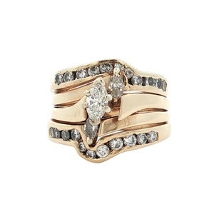 14K Yellow Gold 1.0CTW Marquise Diamond Bridal Set SZ:4.5, 10.5g