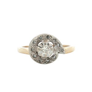 Ladies Vintage 14K Two-Tone Gold 1/10CTW Diamond Cocktail Ring SZ:7.5