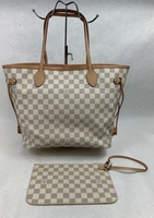 Louis Vuitton Neverfull Damier Azur MM Tote W/Pouch 