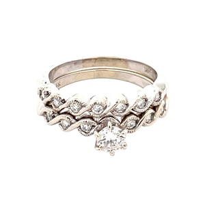 Ladies 14K White Gold 1/3 CTW Diamond Two-Piece Bridal Set SZ:5