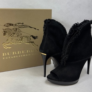 Burberry Nadison Fringe Peep-Toe Ankle Booties US-9 EU-39