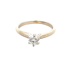 Ladies 14K White Gold .47Ct Diamond Solitaire Engagement Ring SZ:5