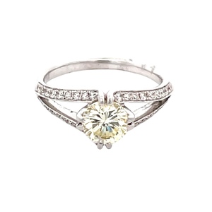 Ladies 14K Platinum 1-1/4CTW Light Canary Diamond Engagement Ring SZ:6