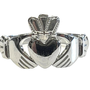 14K White Gold Claddagh Ring Sz 11.5