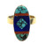 14K Yellow Gold Turquoise/Lapis/Coral Native American Inlay Ring SZ:8