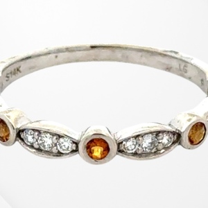 14K White Gold Citrine & Lab-Diamond Fashion Band