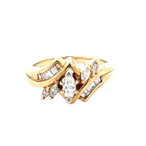 Ladies 14K Yellow Gold 1/2CTW Marquise Diamond Engagement Ring SZ:6