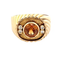 Gents 14K Yellow Gold Citrine & Diamond Cocktail Ring SZ:10