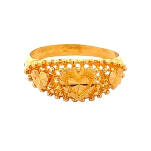Ladies 22K Yellow Gold Heart Signet Ring SZ:8
