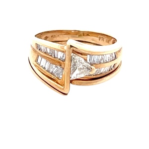Ladies 14K Yellow Gold 1.0Carat TW Trilliant Diamond Bridal Set SZ:5.5