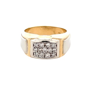 Gents 10K Yellow Gold 1/2CTW Diamond Cluster Ring SZ:10.5