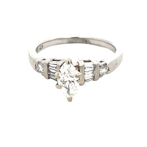 Ladies Platinum  3/4CTW Marquis Diamond Engagement Ring SZ:7