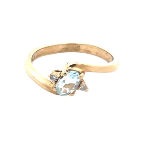 14K Yellow Gold Aquamarine Gemstone Ring