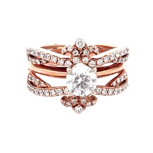 Ladies 14K Rose Gold 1.0 Carat TW Diamond Bridal Set SZ:5