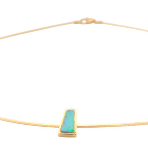 18K Yellow Gold Opal Inlay Omega Necklace 17 in. 5.6g