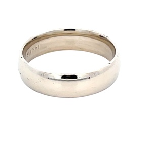 14K White Gold 6mm Plain Wedding Band SZ:10.5