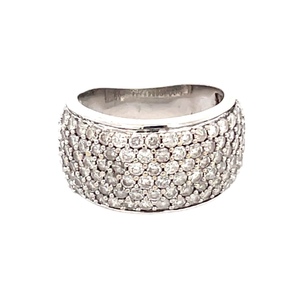 Ladies 10K White Gold 2.0CTW Diamond Dome Cluster Ring SZ:5