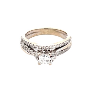 Ladies 14K White Gold 1-1/4CTW Princess Diamond Two-Piece Bridal Set SZ:7