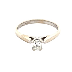 14K White Gold .32Ct Princess Diamond Engagement Ring SZ:7