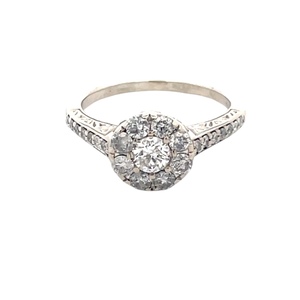 Ladies 10K White Gold 1.0Carat TW Diamond Cocktail Ring SZ:7