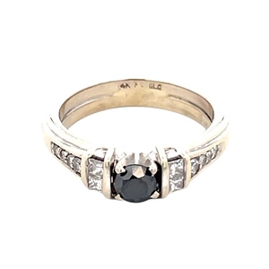 Ladies 14K White Gold 1/2CTW Black & White Diamond Bridal Set SZ:6.5