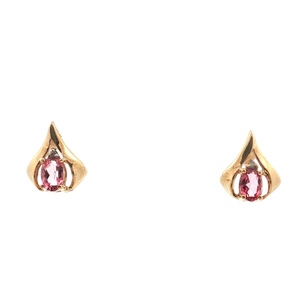 14k Yellow Gold Pink Sapph Earrings