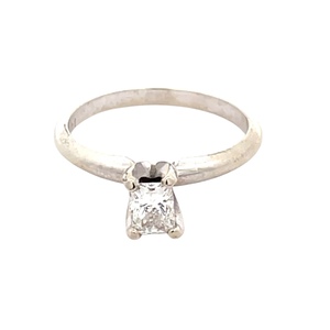 Ladies 14K White Gold 1/4Ct Princess Diamond Solitaire Ring SZ:7