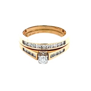 Ladies 14K Yellow Gold .65CTW Diamond Two-Piece Bridal Set SZ:7