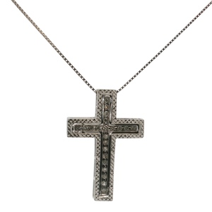 10k White Gold Diamond Cross Necklace 3.8g
