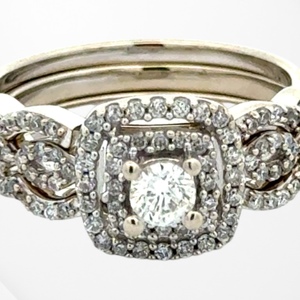 10K White Gold 1.0 Carat TW Diamond 3-Piece Bridal Set