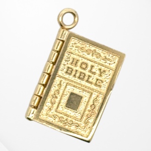 14K Yellow Gold Holy Bible Charm