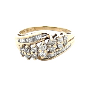 10K Yellow Gold 1/3CTW Diamond Cluster Ring SZ:7