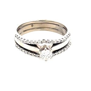 Ladies 14K White Gold 1/2 Carat TW Diamond Bridal Set SZ:7