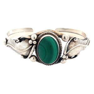 Garrison Boyd Navajo Sterling Silver Malachite Cuff Bracelet 22.4g