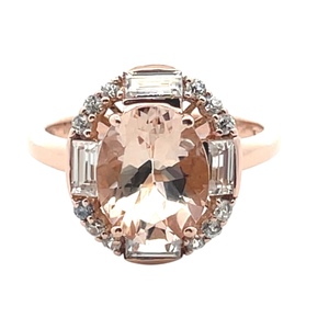 Synthetic Morganite Fashion Ring 10k Rose Gold 3.1g