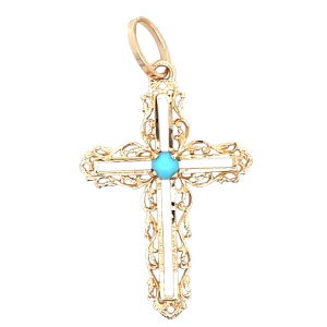 1.75" Gold Cross Pendant 14k Yellow Gold 3.1g