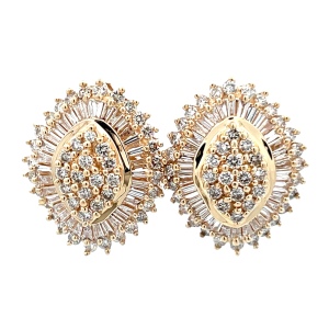 Diamond Earrings 2.64ctw 14K Yellow Gold 16.8g 