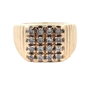 Rolex Style Cluster Diamond Ring  0.32ctw 14k Yellow Gold 8.93g