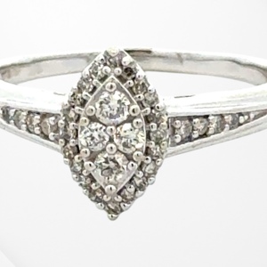 10K White Gold 1/4 Carat TW Diamond Marquise Cluster Ring
