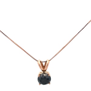 14K Rose Gold  17 in. 1.0 Carat Black Diamond Solitaire Necklace