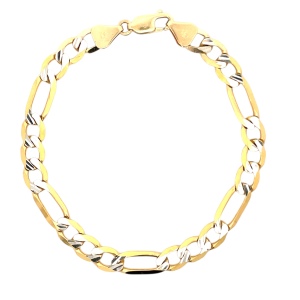 8.5" Figaro Gold Bracelet 14k Yellow Gold 11.9g