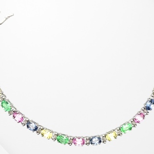 10K White Gold 7 in. Multi-color Gemstone Bracelet